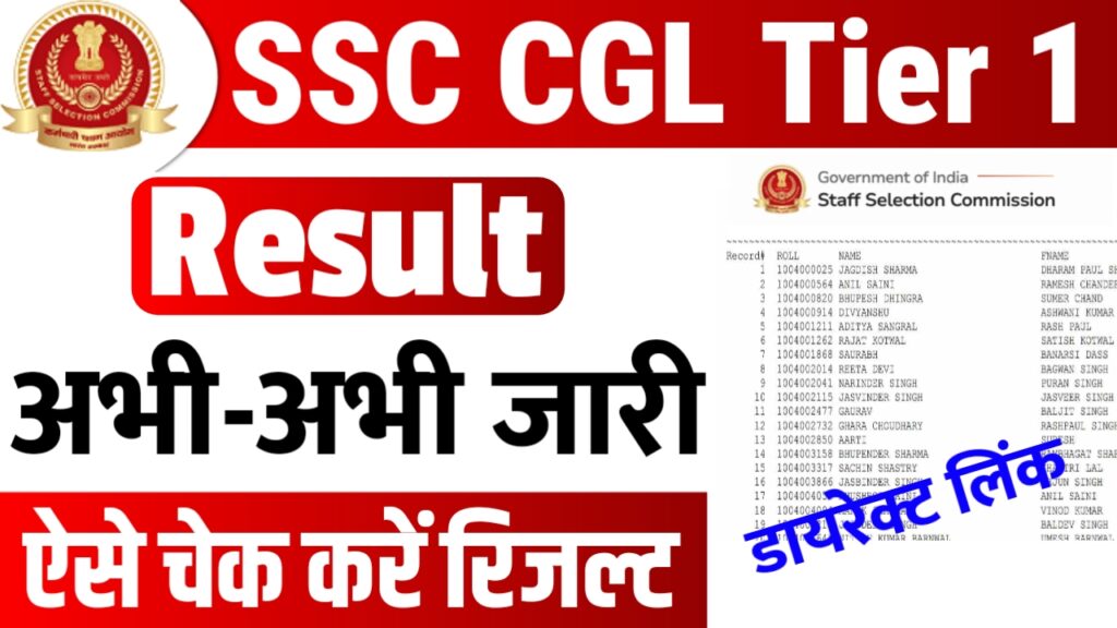 SSC CGL Tier 1 Result 2024 SSC CGL Tier 1 Result 2024²