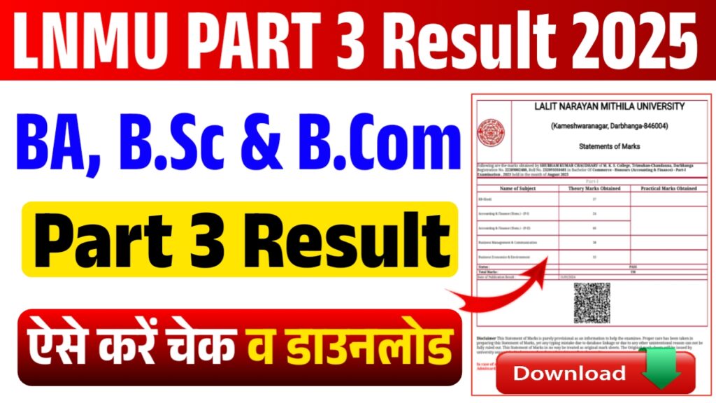 LNMU Part 3 Result 2022-25 LNMU Part 3 Result 2022-25