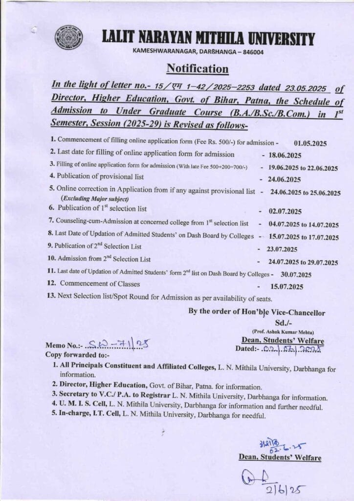 LNMU UG 2nd Merit List 2025-29: Check B.A, B.SC & B.COM Second Merit List PDF Download 2 program 2 page 0001 1