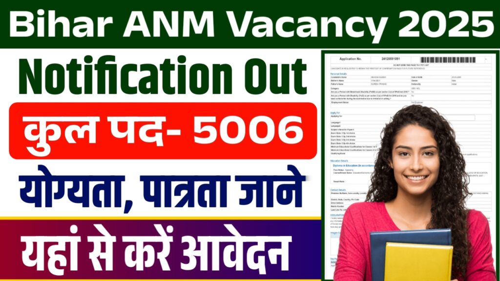 Bihar ANM Vacancy 2025 Bihar ANM Vacancy 2025